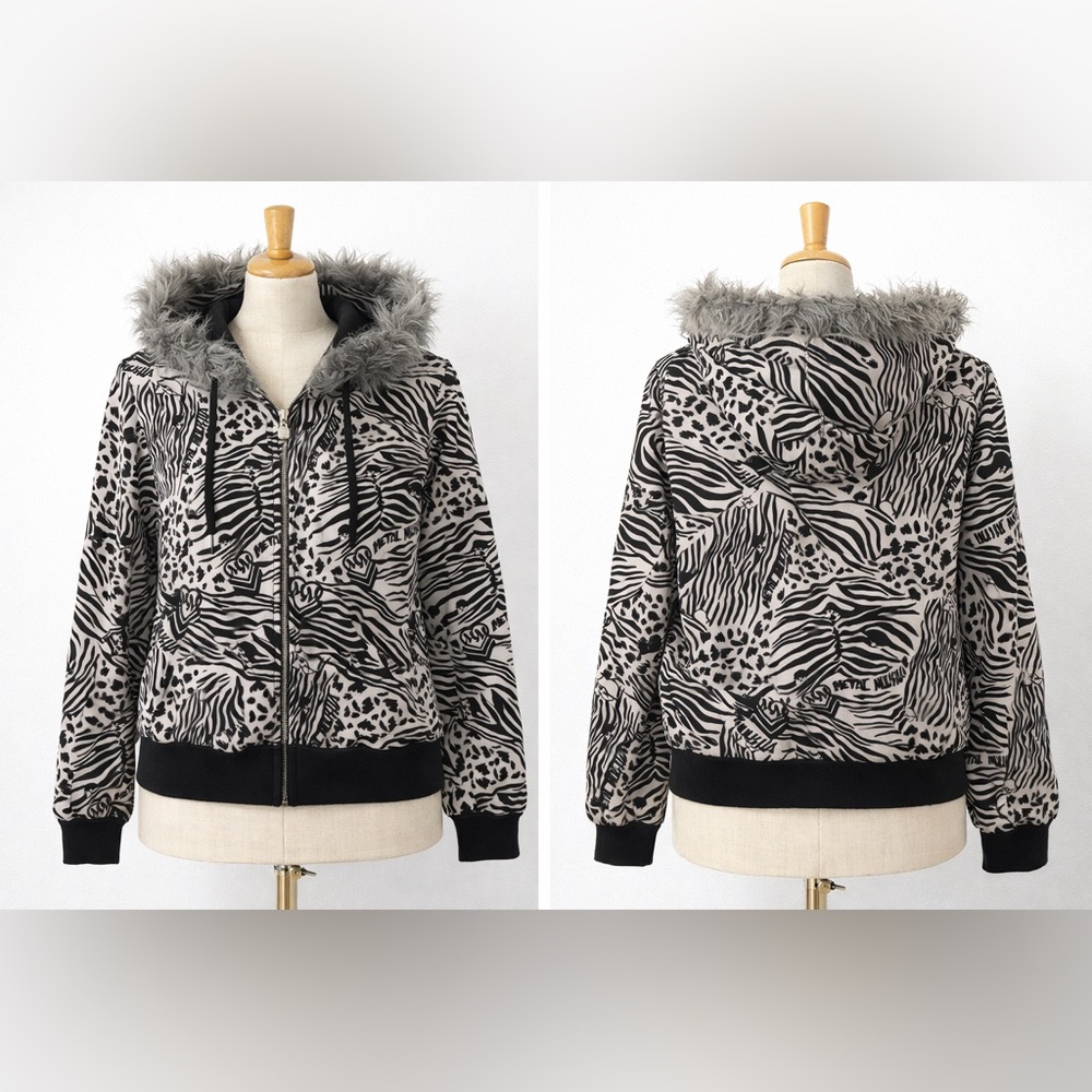 Mental Militia Reversible Zip-Up Hoodie – Faux Fur Hood - Picture 4 of 10